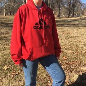 Oversized Red Adidas Hoodie